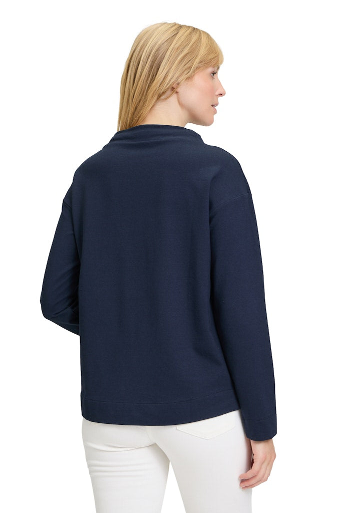 Drawstring Sweatshirt - Patch Dark Blue/brown