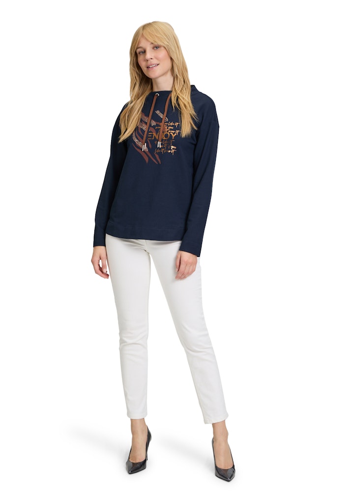 Drawstring Sweatshirt - Patch Dark Blue/brown