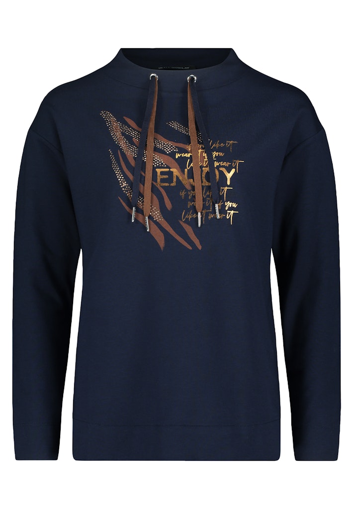 Drawstring Sweatshirt - Patch Dark Blue/brown