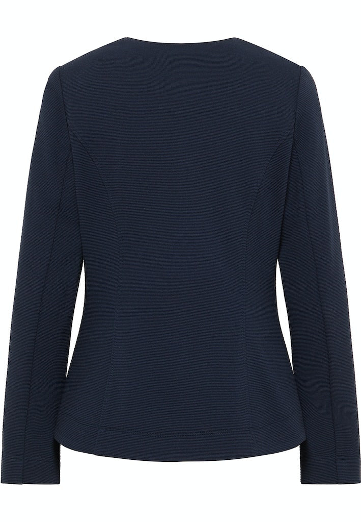 Round Neck Zipped Blazer - Navy