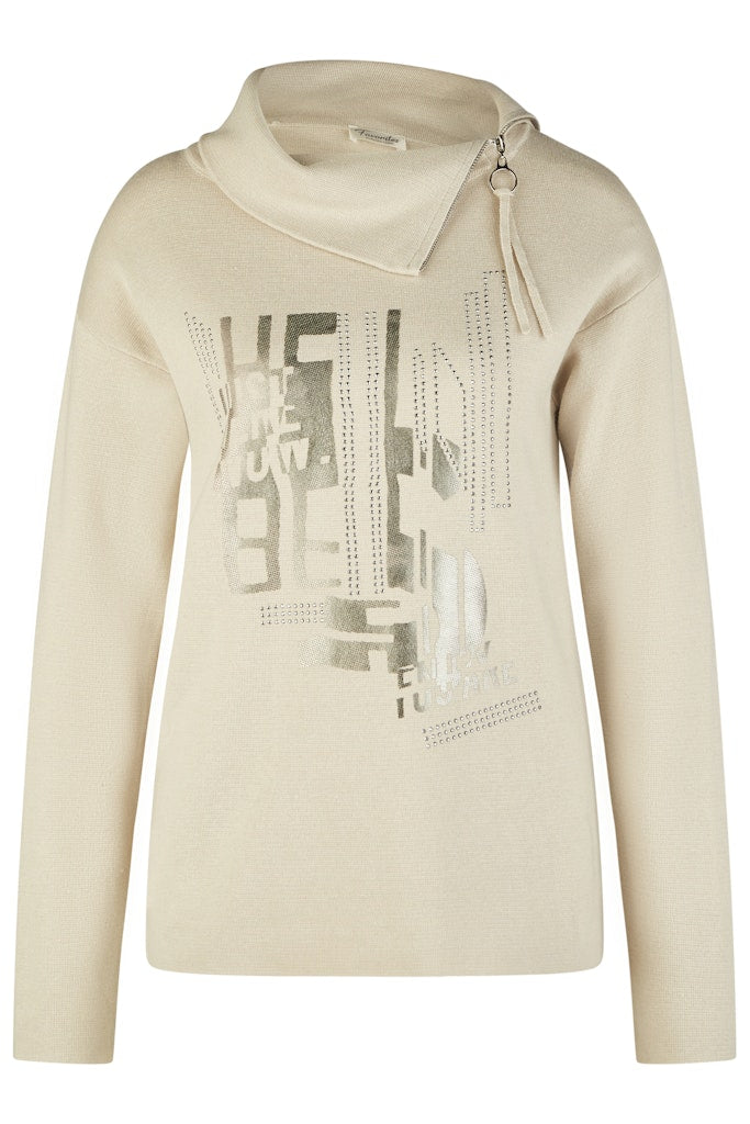 Zip Neck Sweatshirt - Sand