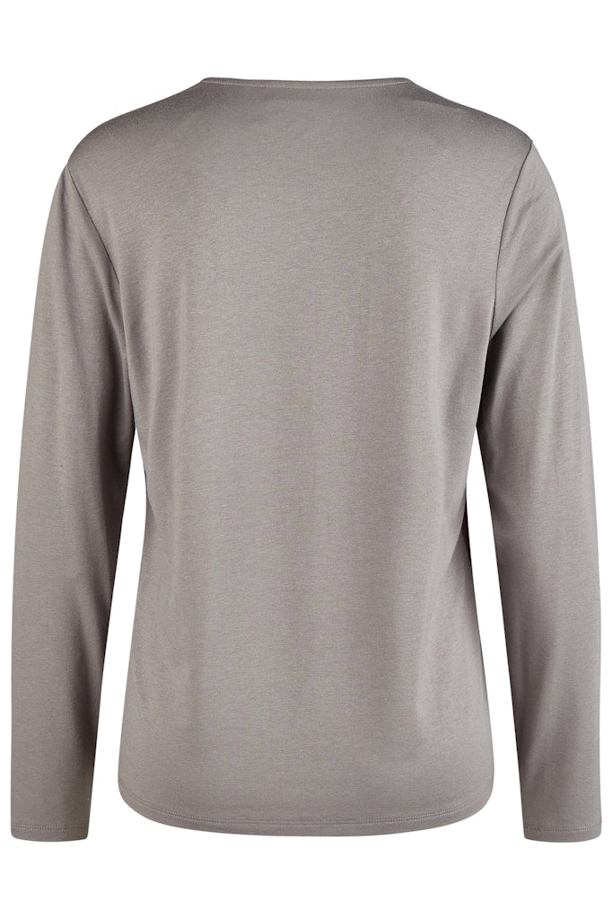 Long Sleeve Print T-Shirt - Taupe