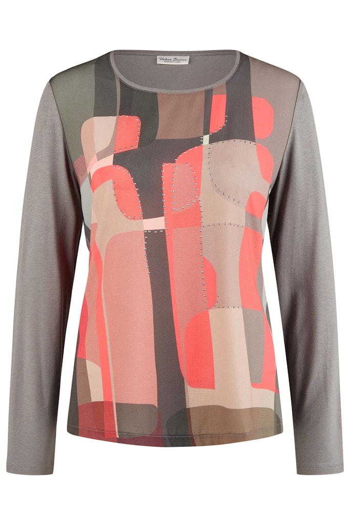 Long Sleeve Print T-Shirt - Taupe