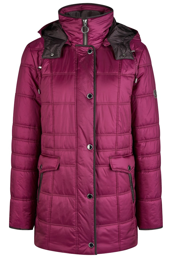 LONG QUILTED JACKET - Plum