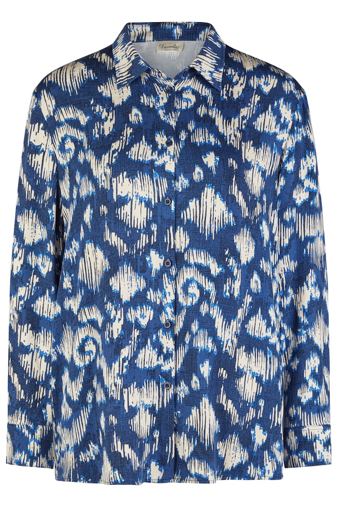 Long Sleeve Print Blouse - Indigo