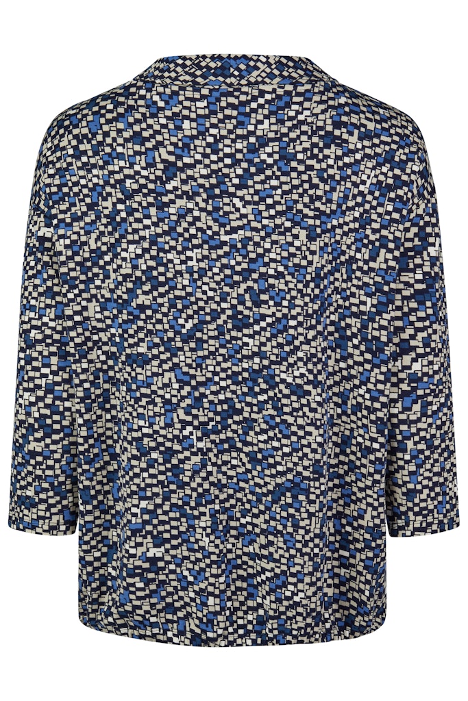 3/4Sleeve Print Sweatshirt - Navy