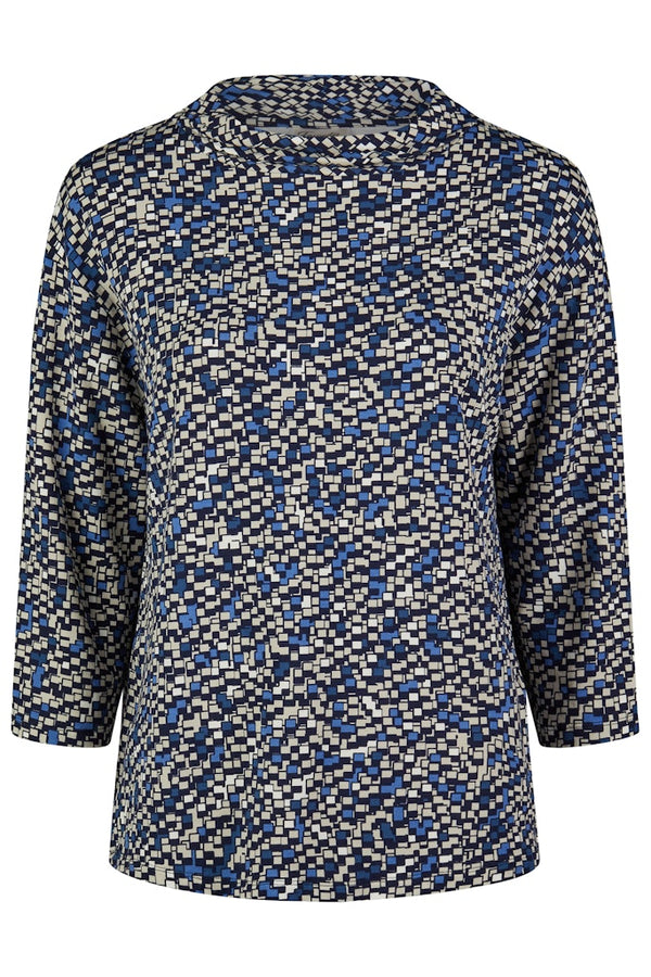 3/4Sleeve Print Sweatshirt - Navy