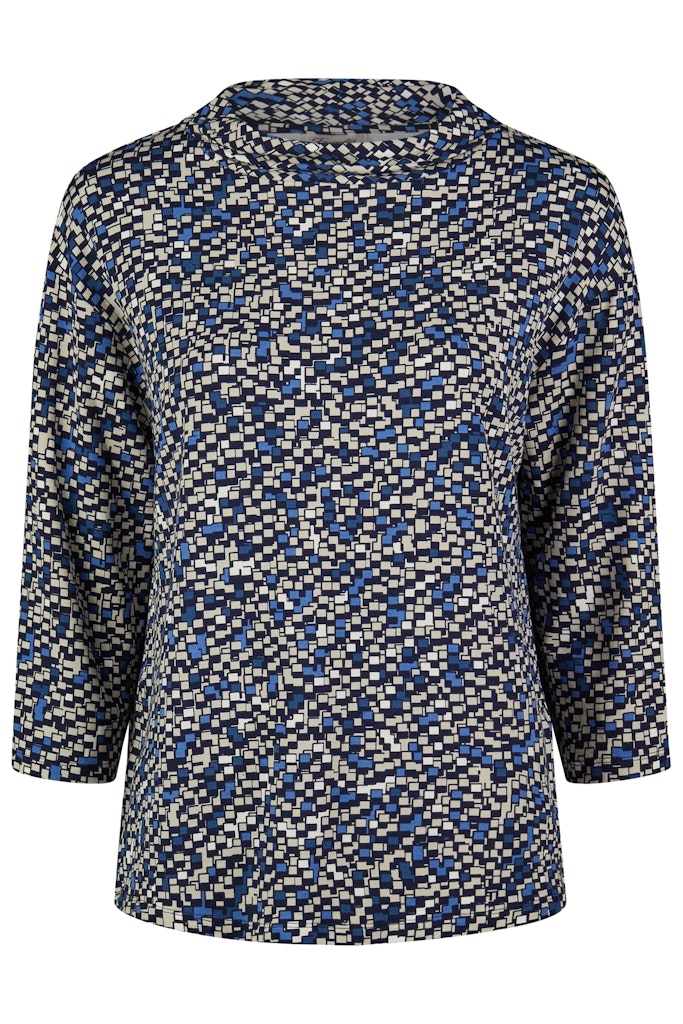 3/4Sleeve Print Sweatshirt - Navy