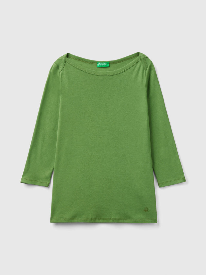 Basic Boat Neck T-shirt - Green