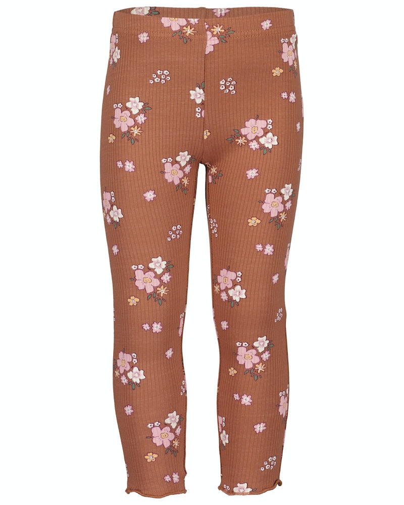 Flower Print Leggings - Copper