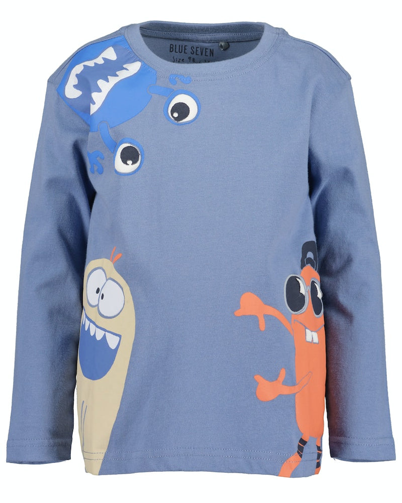 Print Long Sleeve T-Shirt - Blue