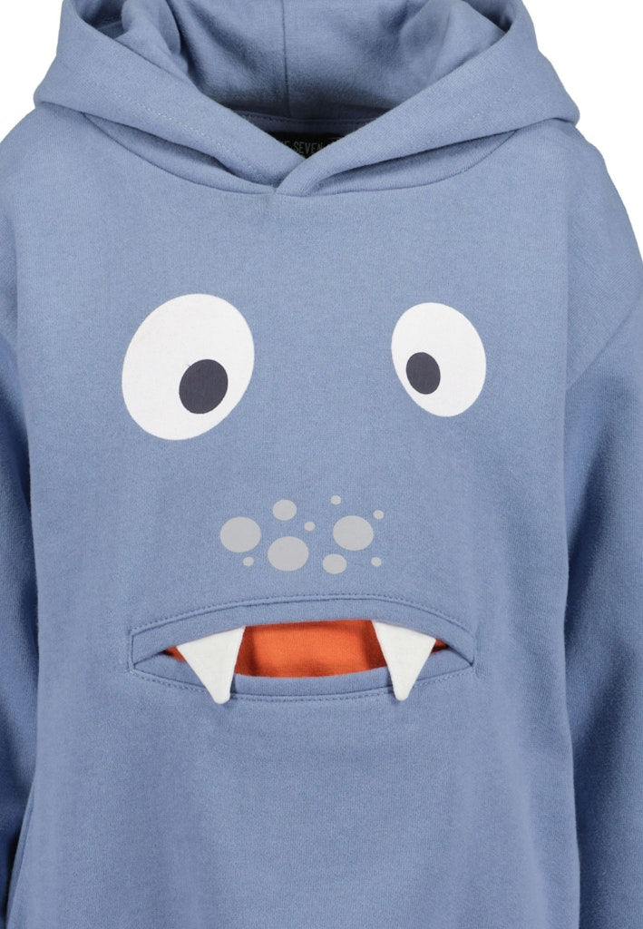 Teeth Applique Hoodie - Blue