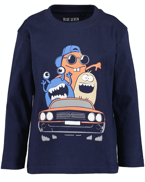 Print Long Sleeve T-Shirt - Night Blue