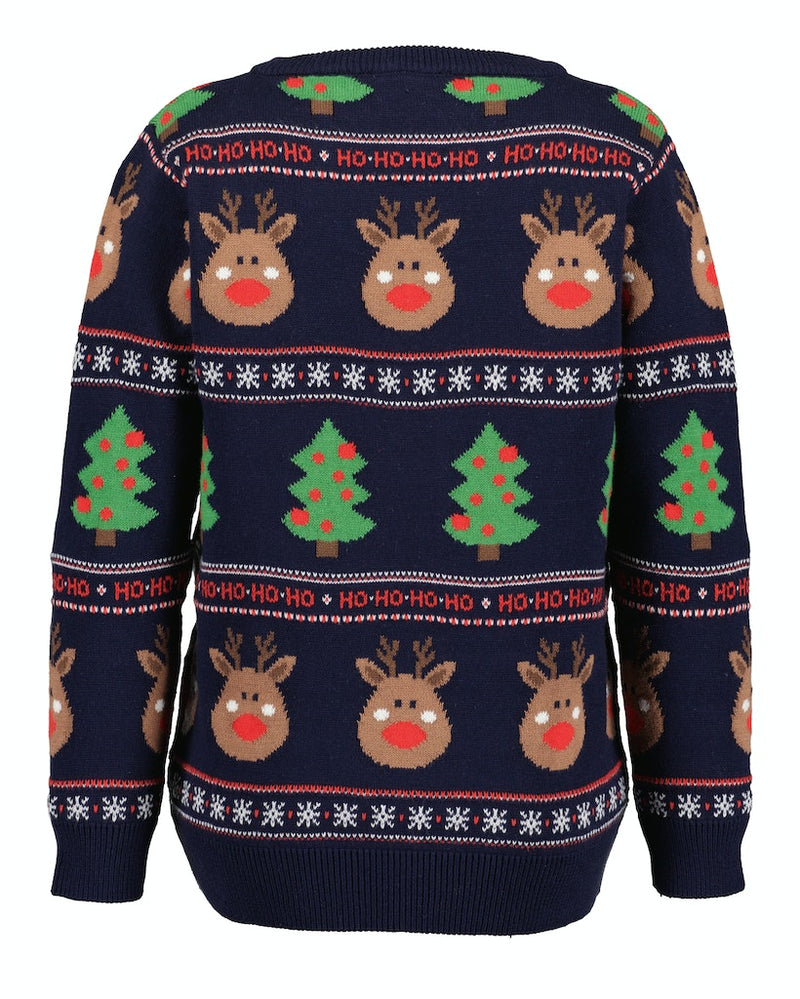 Xmas Print Jumper - Night Blue