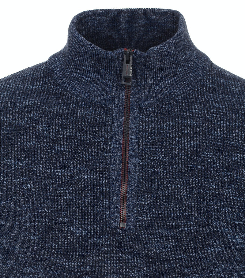 Plain Troyer Zip Jumper - Blue