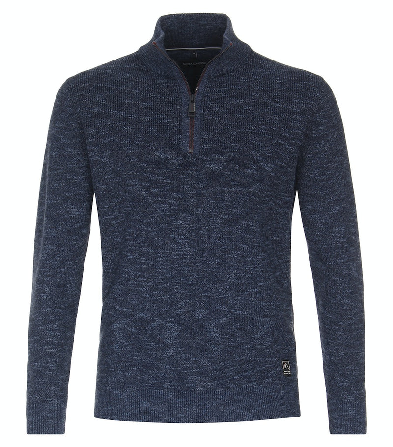 Plain Troyer Zip Jumper - Blue