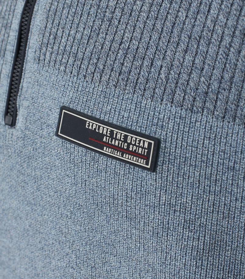 Plain Troyer Zip Jumper - Ashley Blue