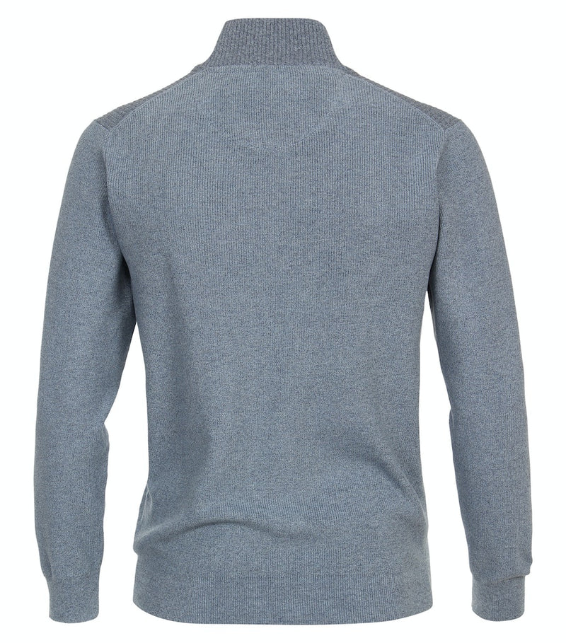 Plain Troyer Zip Jumper - Ashley Blue