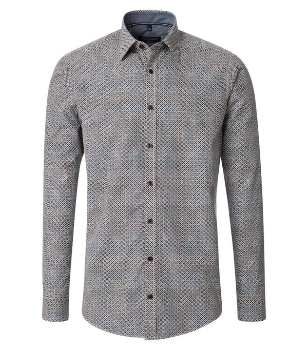 Casual Fit Print Shirt - Brown