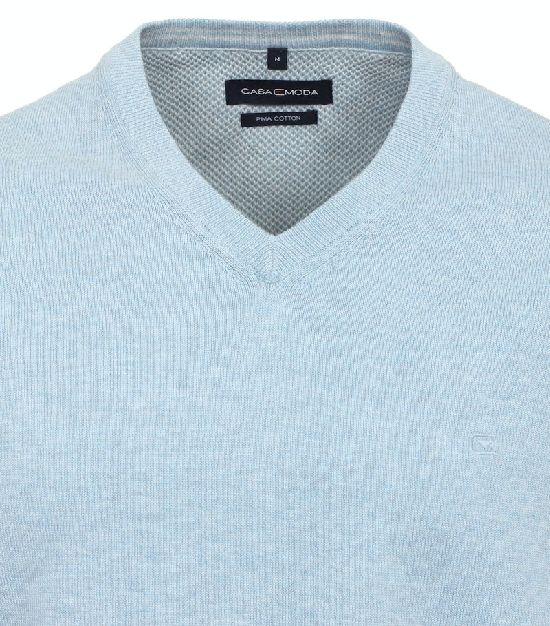 Plain V Neck Jumper - Ashley Blue