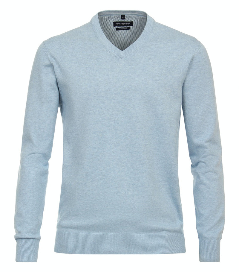 Plain V Neck Jumper - Ashley Blue