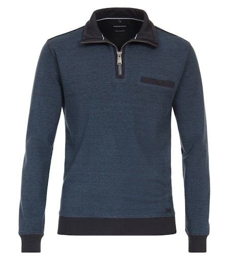 Contrast Collar 1/2 Zip Jumper - Mallard Blue