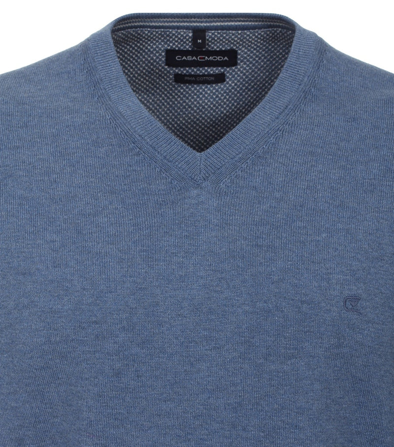 Plain V Neck Jumper - Moonlight Blue