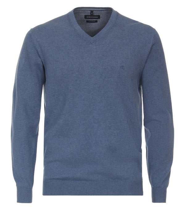 Plain V Neck Jumper - Moonlight Blue