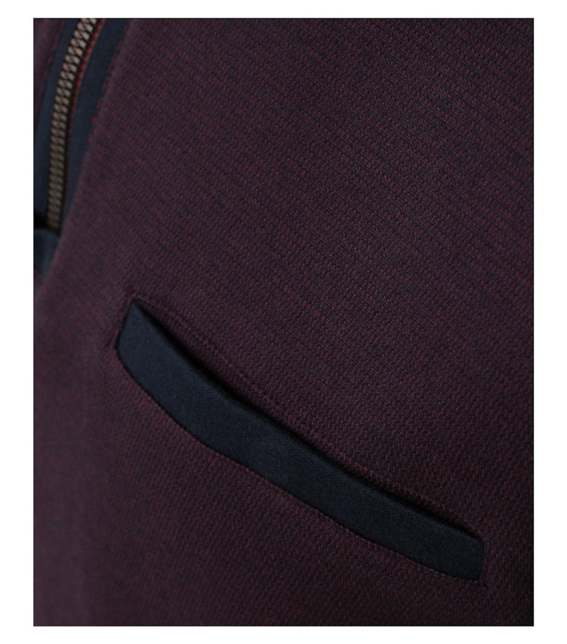 Contrast Collar 1/2 Zip Jumper - Bordeaux