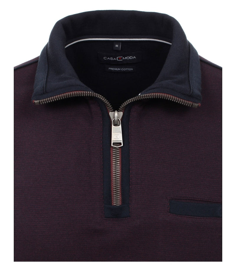 Contrast Collar 1/2 Zip Jumper - Bordeaux