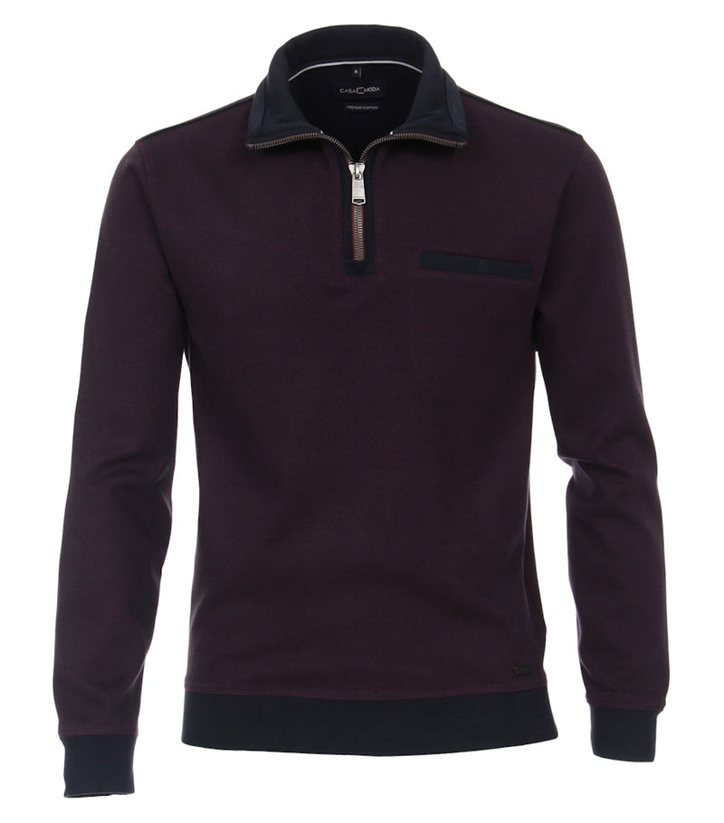 Contrast Collar 1/2 Zip Jumper - Bordeaux