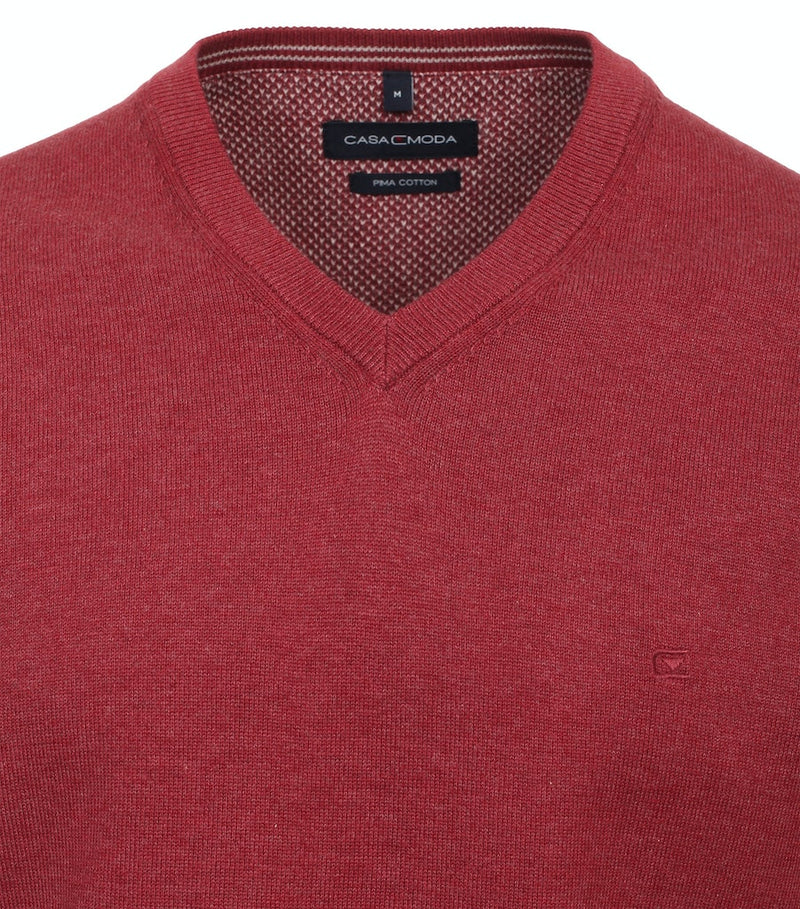 Plain V Neck Jumper - Dark Roan Rouge