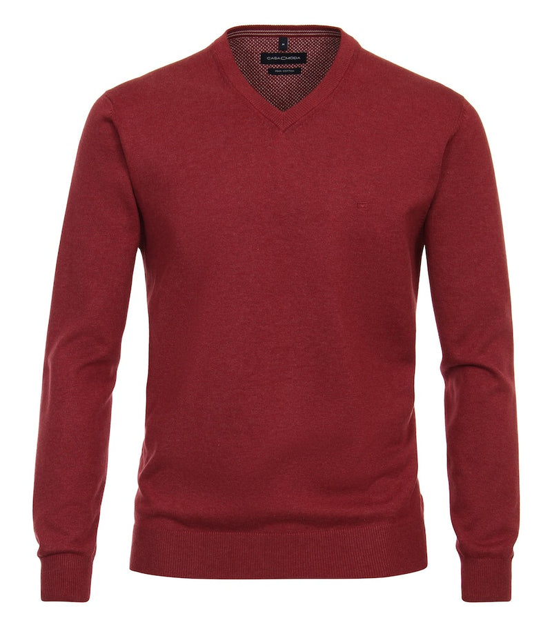 Plain V Neck Jumper - Dark Roan Rouge