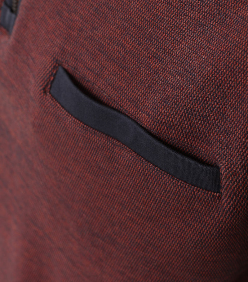 Contrast Collar 1/4 Zip Jumper - Fired Brick