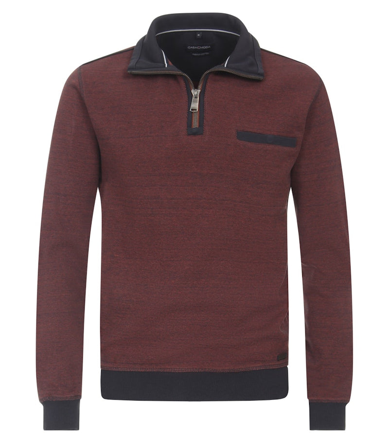 Contrast Collar 1/4 Zip Jumper - Fired Brick