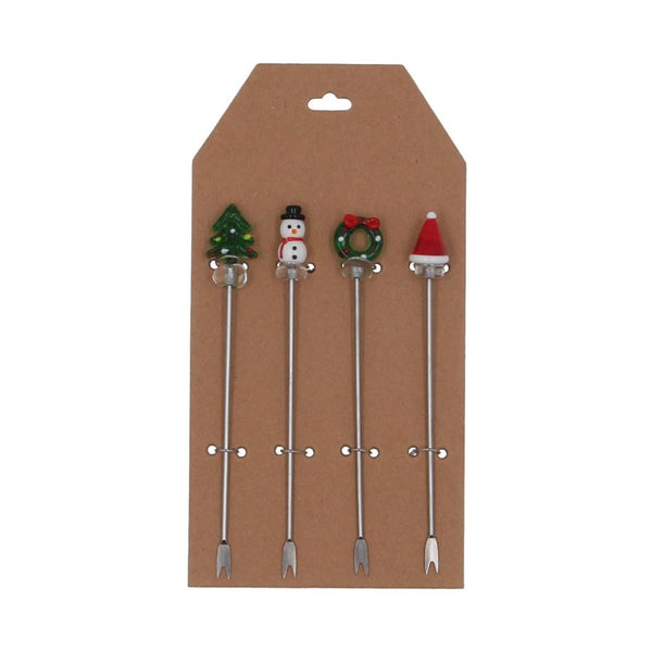 Metal & Glass Christmas Fork Pack of 4