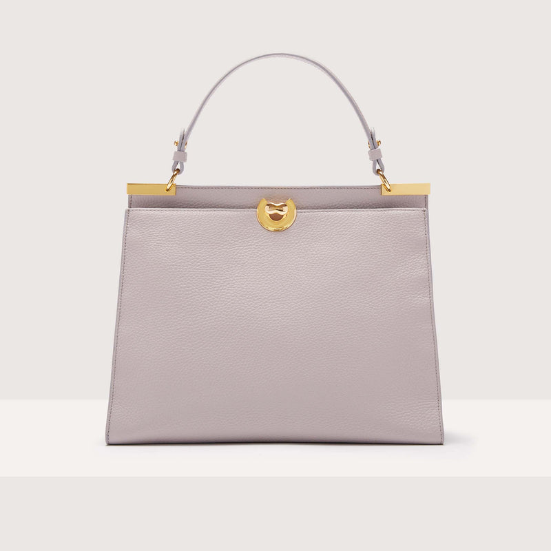 Leather Handbag - Light Grey