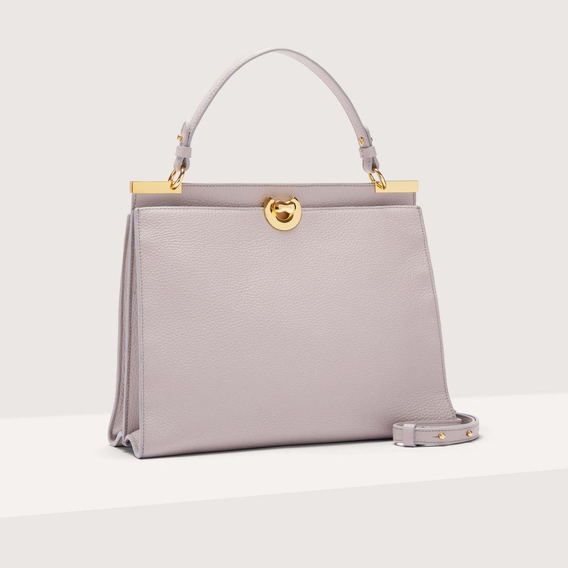 Leather Handbag - Light Grey