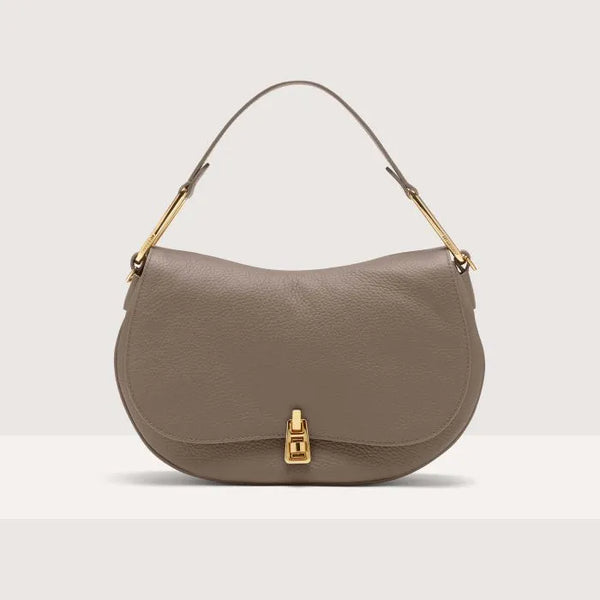 Grained Leather Handbag - Taupe