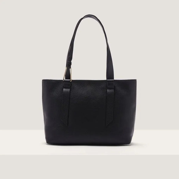 Grained Leather Handbag - Black