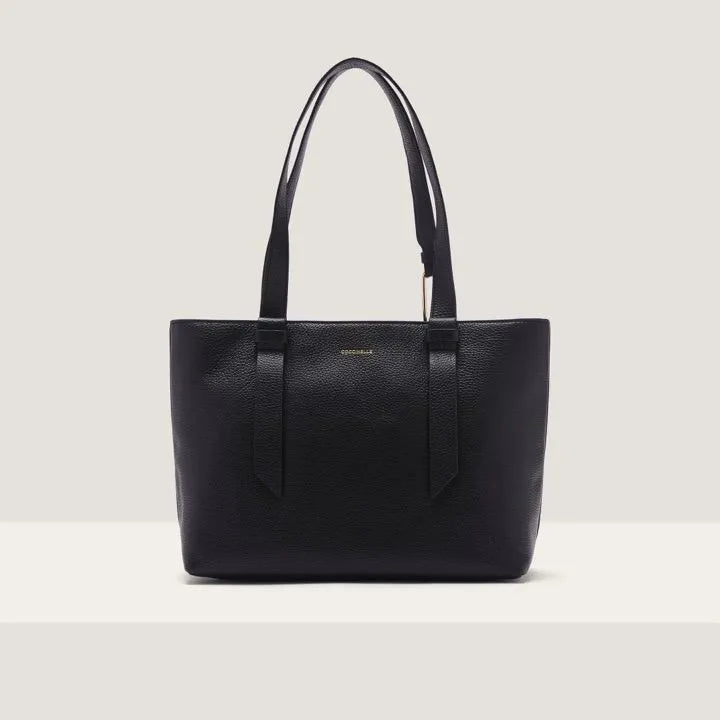 Grained Leather Handbag - Black