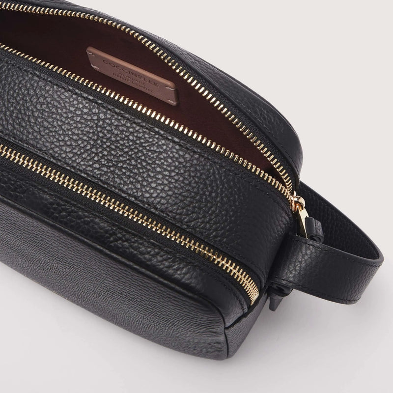 Grained Leather Handbag - Black