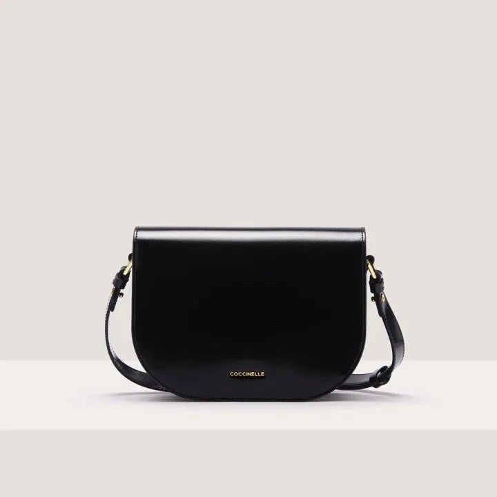 Shiny Calf Leather Handbag - Black