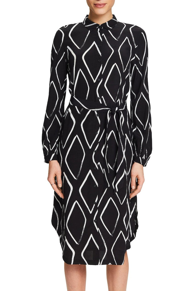 All Over Print Dress - Black