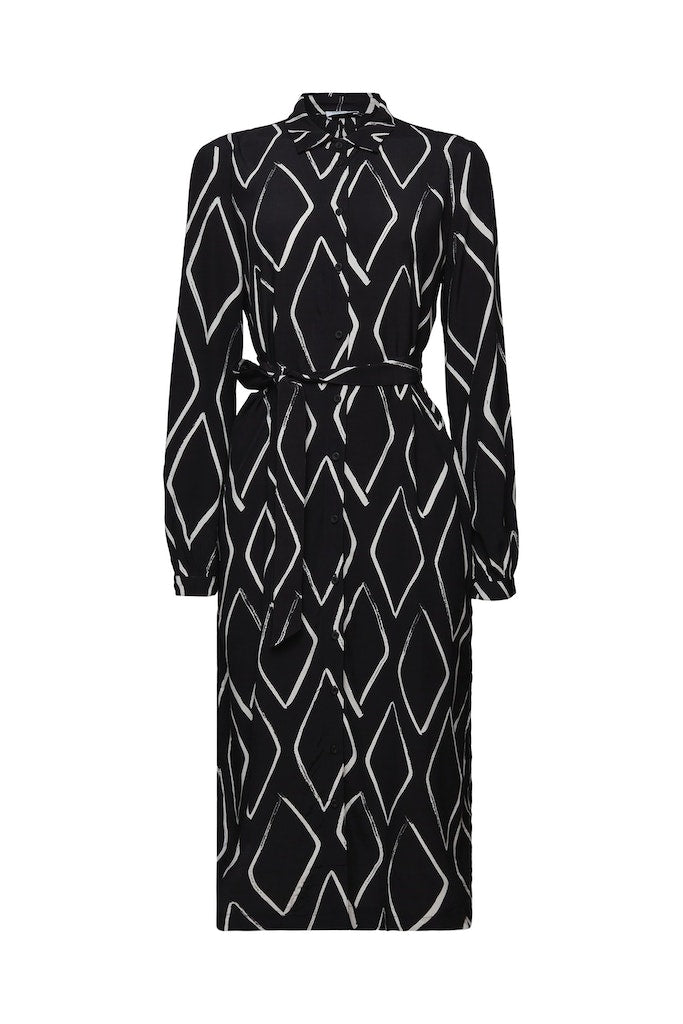 All Over Print Dress - Black