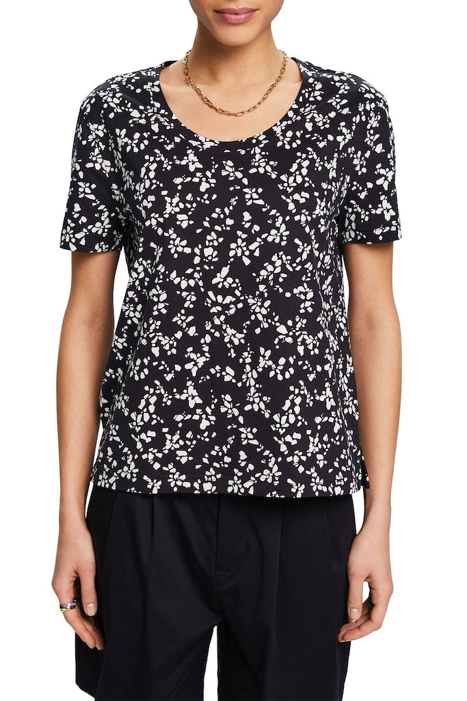 Casual All Over Print T-Shirt - Black