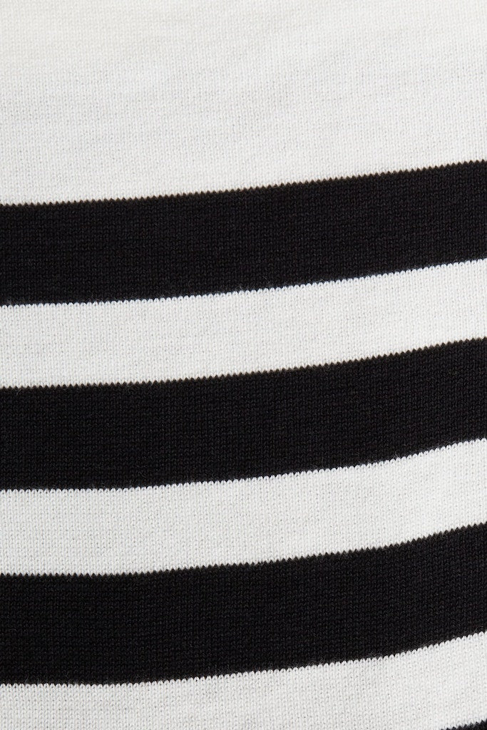 Casual Round Neck Stripe Jumper - Off White