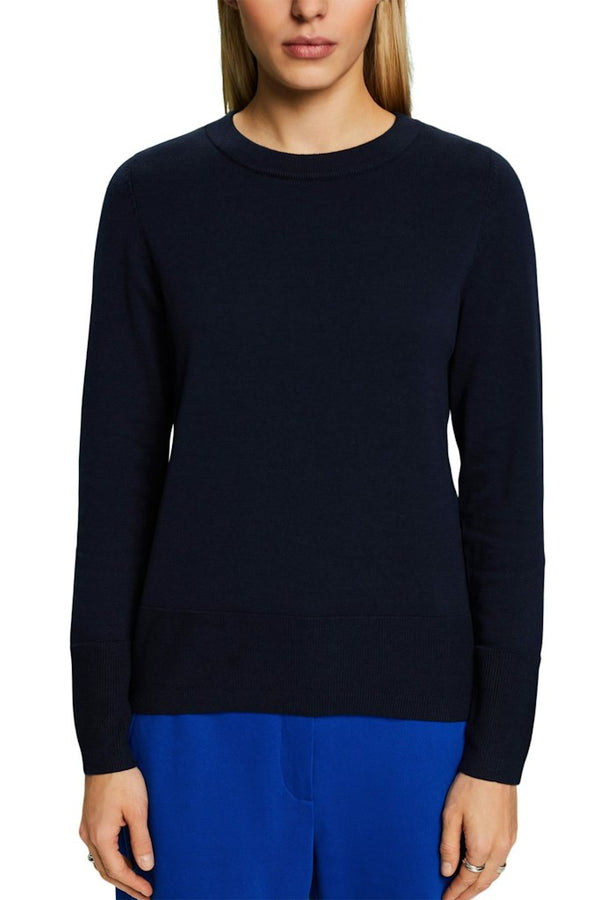 Casual Round Neck Jumper - Navy