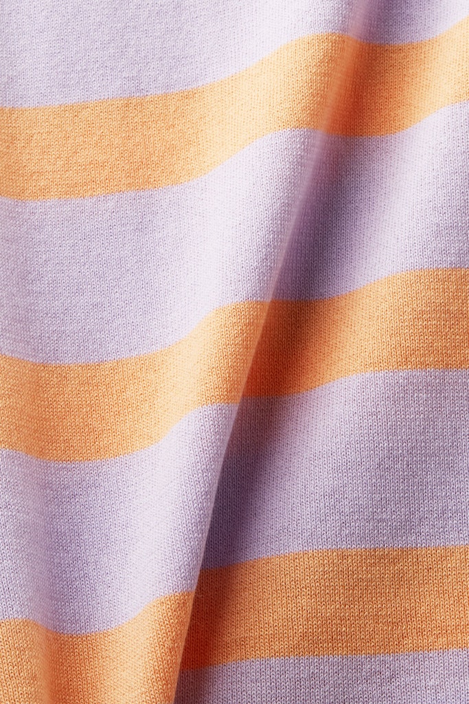 Casual Striped Short Sleeve Jumper - Lavender