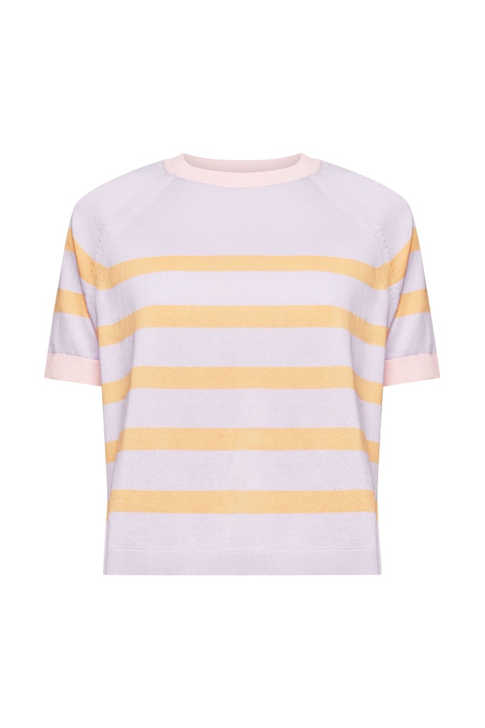 Casual Striped Short Sleeve Jumper - Lavender